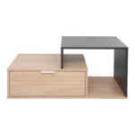 Coffee table Vople in natural-dark grey color 90x50x40cm - Image 3