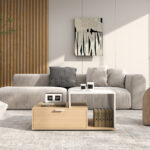 Coffee table Vople in natural-white color 90x50x40cm - Слика 2