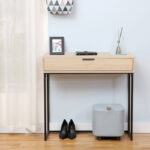 Console table Joumpa with drawer in natural color with black metal 80x28x76.5cm - Image 2