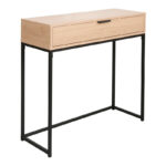 Console table Joumpa with drawer in natural color with black metal 80x28x76.5cm