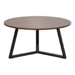 Coffee table Berton in walnut color and black metal D80x40cm - Слика 2