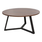 Масичка за кафе Бертон во боја на орев и црн метал Д80x40 см