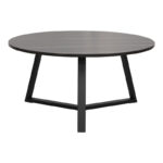 Coffee table Berton in marble look and black metal D80x40cm - Image 3