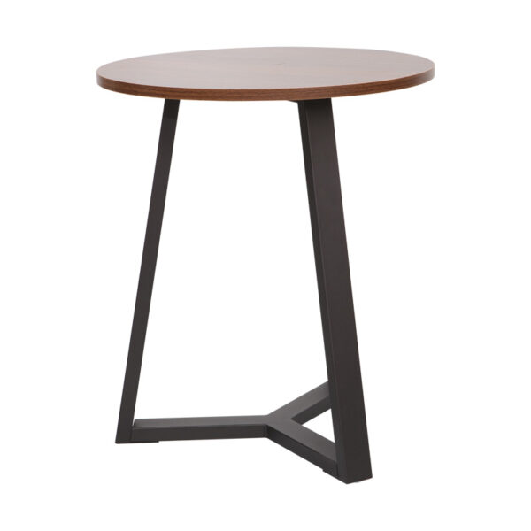 Side table Trepolo in walnut color and black metal D45x52cm