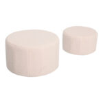 Stool - Pouf Gabello set of 2 pcs boucle fabric beige  D44x26.5cm