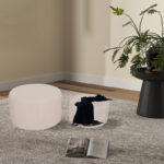 Stool - Pouf Gabello set of 2 pcs boucle fabric beige  D44x26.5cm - Image 3