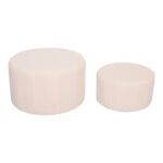 Stool - Pouf Gabello set of 2 pcs boucle fabric beige  D44x26.5cm - Image 4