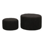 Stool - Pouf Gabello boucle fabric in black color D44x26.5cm - Image 4
