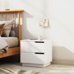 Verena bedside table in white shade 48x40x48cm - Image 2
