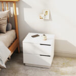 Verena bedside table in white shade 48x40x48cm - Image 3