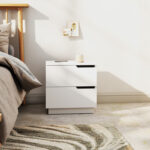 Verena bedside table in white shade 48x40x48cm - Image 4