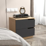 Verena bedside table in natural- antharcite shade 48x40x48cm - Слика 2