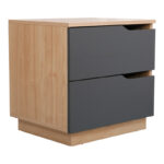 Verena bedside table in natural- antharcite shade 48x40x48cm