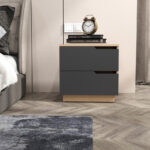 Verena bedside table in natural- antharcite shade 48x40x48cm - Слика 4