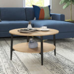 Kody table metal black in natural shade Φ80x45cm - Image 2