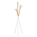 Coat Stand Sigar metal-wood in white-natural color 49x51x187cm