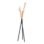 Coat Stand Sigar metal-wood in black-natural color 49x51x187cm
