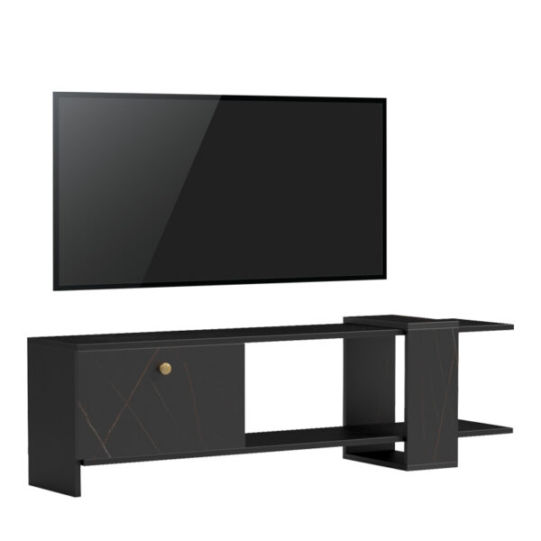ТВ кабинет Standi во црно-црн мермерен абажур 120x25x36,8 см