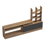 Seruno TV unit in oak with black marble 170x25x100cm - Image 2
