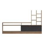 Seruno TV unit in oak with black marble 170x25x100cm - Image 3
