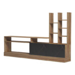 Seruno TV unit in oak with black marble 170x25x100cm - Image 4