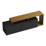 Tobler TV cabinet in walnut color with black marble 170x40x53cm - Image 2