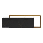 Tobler TV cabinet in walnut color with black marble 170x40x53cm - Image 3