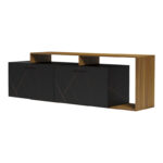 Tobler TV cabinet in walnut color with black marble 170x40x53cm - Image 4