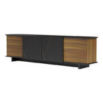 Zafore sideboard in walnut color with black marble 180x33x50cm - Image 5