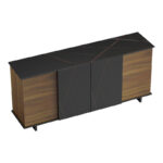 Zafore sideboard in walnut color with black marble 180x45x80cm - Слика 2