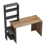Bivoro work desk with shelf in oak-gray shade 146x55x129cm - Слика 2