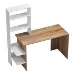 Bivoro work desk with shelf in oak-white shade 140x55x150cm - Image 2