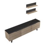 Kasia living room set in black marble-sonoma shade 180x35x48.5cm - Слика 5
