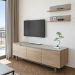 Kasia living room set in beige marble-sonoma shade 180x35x48.5cm