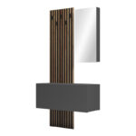 Arika entrance furniture with mirror in oak-anthracite shade 100x37.1x199.5cm - Image 3