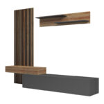 Litende living room set in anthracite-oak shade 249.4x42.2x199.5cm - Слика 3