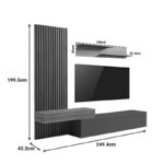 Litende living room set in anthracite-oak shade 249.4x42.2x199.5cm - Слика 6