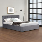 Kamaho double bed, velvet, anthracite, with storage space, 160x200cm - Слика 2