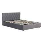 Kamaho double bed, velvet, anthracite, with storage space, 160x200cm - Слика 3