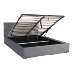 Kamaho double bed, velvet, anthracite, with storage space, 160x200cm - Слика 4