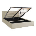 Kamaho double bed, velvet, cream, with storage space, 160x200cm - Image 3