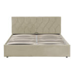 Kamaho double bed, velvet, cream, with storage space, 160x200cm - Image 4