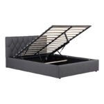 Kamaho double bed, fabric, anthracite, with storage space, 160x200cm - Слика 3