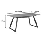 Extendable table Kannu in natural shade with black metal legs 160-200x90x75cm - Image 6