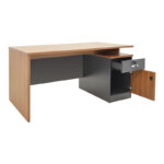Professional office desk Oscar in walnut-dark grey color 180x90x76cm - Слика 3