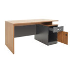 Professional office desk Oscar in walnut-dark grey color 150x80x76cm - Слика 3