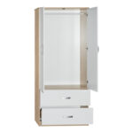 Zelia two-leaf wardrobe with 2 drawers white-oak color 79x42x180cm - Слика 3