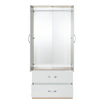 Zelia two-leaf wardrobe with 2 drawers white-oak color 79x42x180cm - Слика 4
