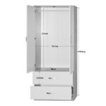 Zelia two-leaf wardrobe with 2 drawers white-oak color 79x42x180cm - Слика 5