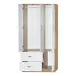 Wardrobe Zelia with 2 doors and drawers in white-oak color 90x42x180cm - Слика 3